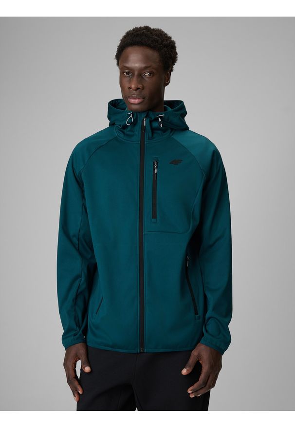 4f - 4F Kurtka softshell wiatroodporna membrana 5000 męska - zielona L. Kolor: turkusowy. Materiał: softshell. Wzór: gładki