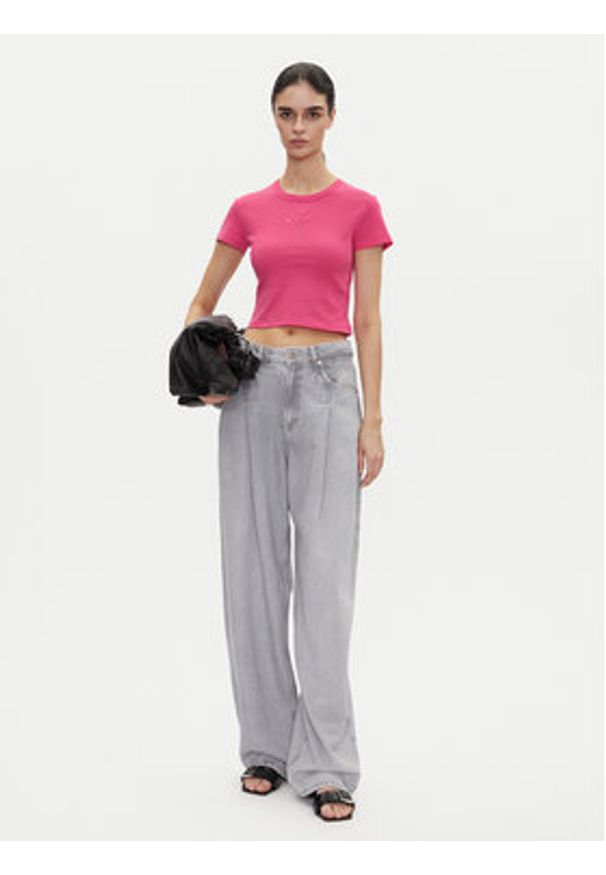 Hugo - HUGO T-Shirt Delanor_2 50539132 Różowy Cropped Fit. Kolor: różowy. Materiał: bawełna