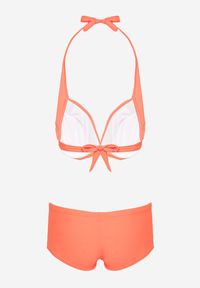 Renee - Pomarańczowe Bikini z Usztywnianymi Miseczkami Ozdobione Marszczeniem Juleviana. Kolor: pomarańczowy. Wzór: aplikacja