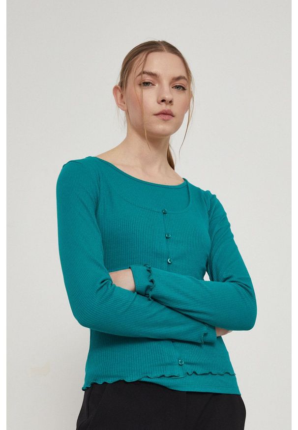 medicine - Medicine - Longsleeve Basic. Kolor: turkusowy. Materiał: dzianina, materiał. Długość rękawa: długi rękaw. Wzór: gładki