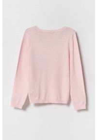Guess sweter dziecięcy kolor różowy lekki. Okazja: na co dzień. Kolor: różowy. Materiał: materiał, dzianina, wiskoza. Styl: casual, klasyczny #2