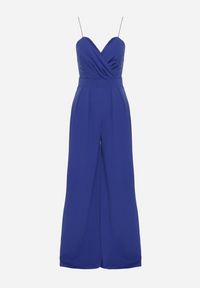 Born2be - Niebieski Kombinezon z Trójkątnym Dekoltem na Cienkich Ramiączkach Iliantia. Kolor: niebieski. Materiał: tkanina. Długość rękawa: na ramiączkach. Sezon: lato #6