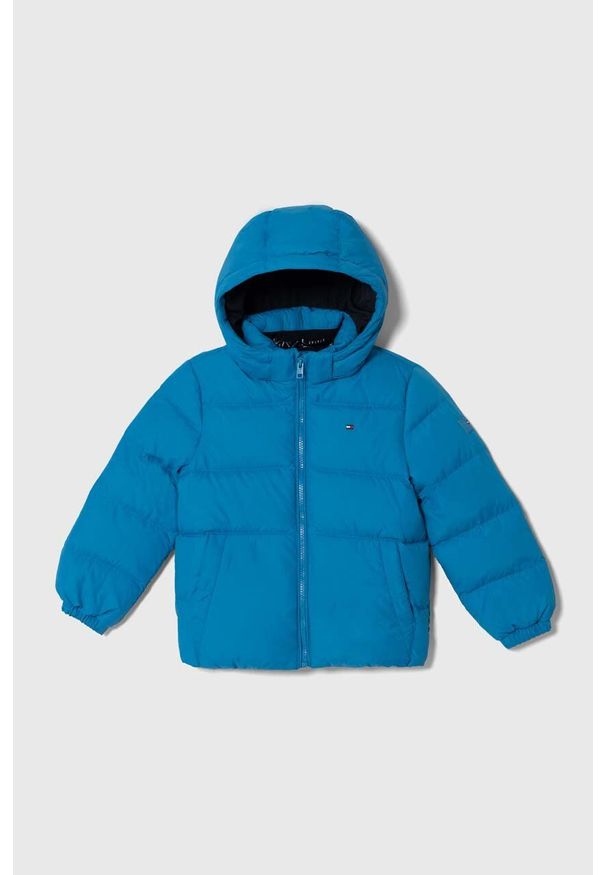 TOMMY HILFIGER - Tommy Hilfiger kurtka puchowa dziecięca kolor niebieski. Okazja: na co dzień. Kolor: niebieski. Materiał: puch. Styl: casual