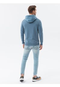 Ombre Clothing - Bluza męska z kapturem B1155 - niebieska - XXL. Typ kołnierza: kaptur. Kolor: niebieski. Materiał: bawełna, poliester, jeans, dresówka, dzianina #5