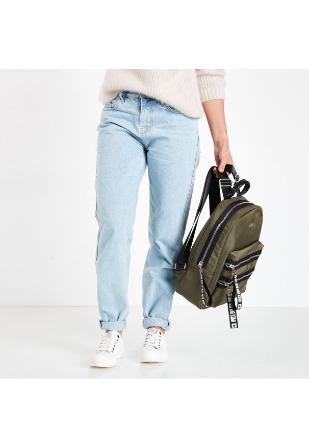 Big Star Accessories - Zielony Plecak Big Star Damska Modna Torba. Kolor: zielony. Materiał: materiał. Wzór: aplikacja