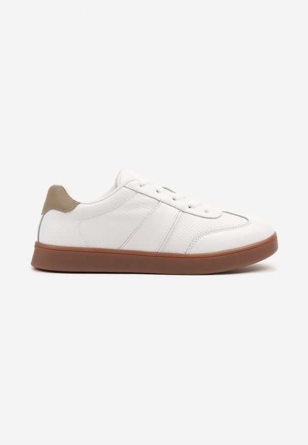 Renee - Białe Sneakersy ze Skóry Naturalnej z Przeszyciami Tilliossa. Okazja: na co dzień. Kolor: biały. Materiał: skóra