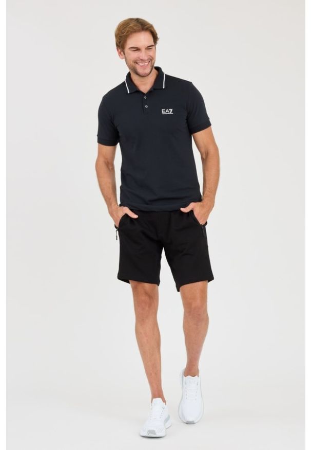EA7 Emporio Armani - EA7 Granatowa męska koszulka polo, Rozmiar XL. Typ kołnierza: polo. Kolor: niebieski