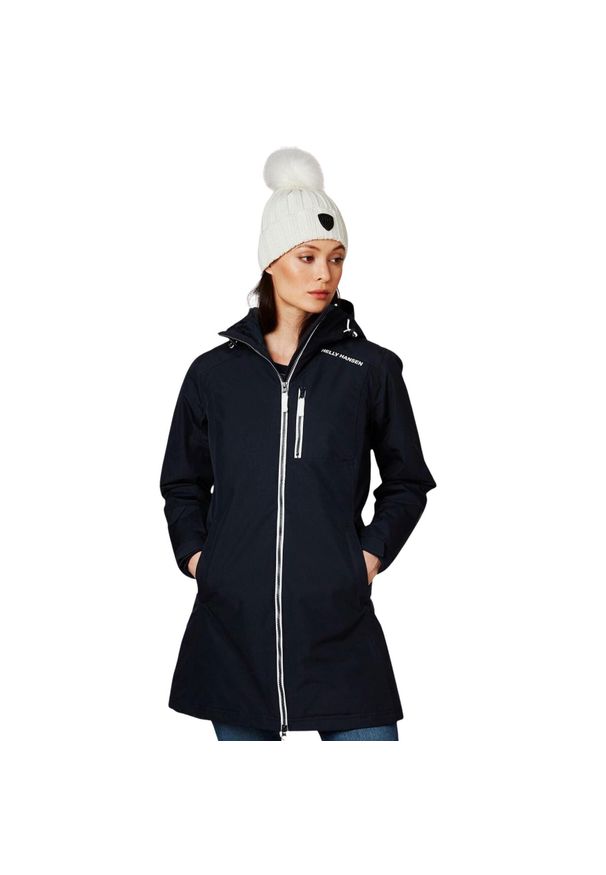 Kurtka przeciwdeszczowa damska Helly Hansen Long Belfast Winter. Kolor: czarny, niebieski, wielokolorowy. Sport: turystyka piesza