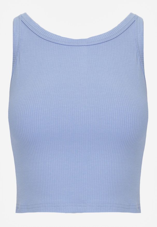 Born2be - Niebieski Top z Prążkowanego Materiału Zitessa. Okazja: na co dzień. Kolor: niebieski. Materiał: materiał, prążkowany. Długość rękawa: na ramiączkach. Styl: elegancki, casual, klasyczny