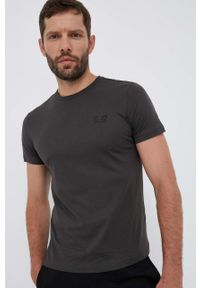 EA7 Emporio Armani t-shirt bawełniany kolor szary z nadrukiem. Kolor: szary. Materiał: bawełna. Wzór: nadruk