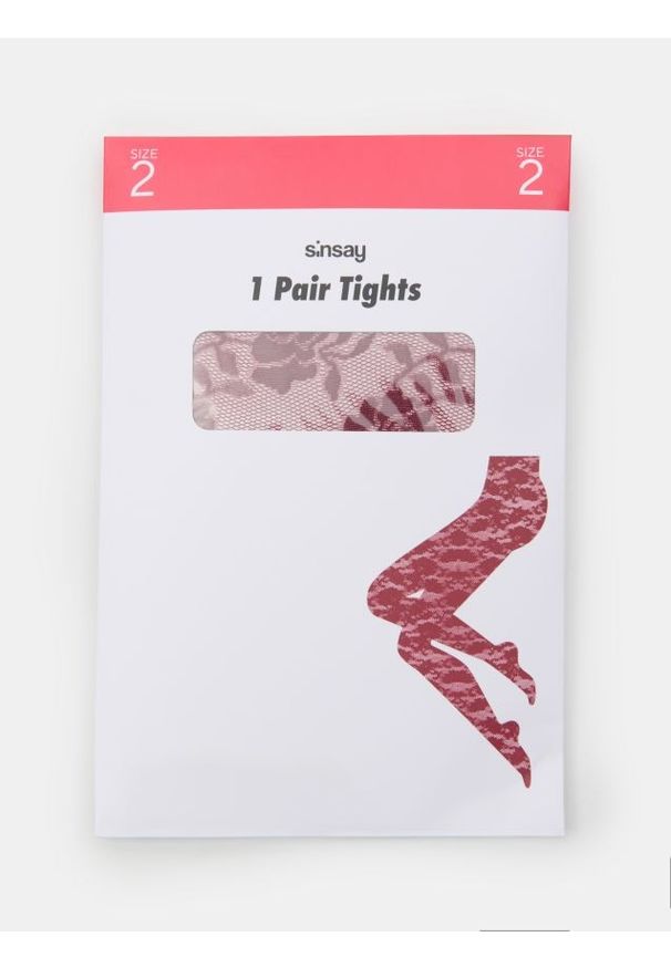 Sinsay - Rajstopy ze wzorem - bordowy. Kolor: czerwony