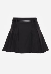 Renee - Czarne Rozkloszowane Spódnico-Spodenki Plisowane High Waist z Paskiem Bastorea. Okazja: na spacer. Stan: podwyższony. Kolor: czarny. Materiał: tkanina. Styl: elegancki #8