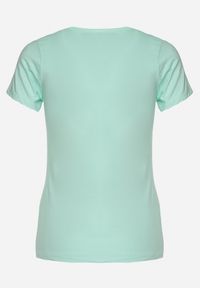 Born2be - Miętowy T-shirt Bawełniany z Nadrukiem Rusolia. Okazja: na spotkanie biznesowe, do pracy, na co dzień. Kolor: miętowy. Materiał: bawełna. Wzór: nadruk. Styl: casual, klasyczny, biznesowy #3