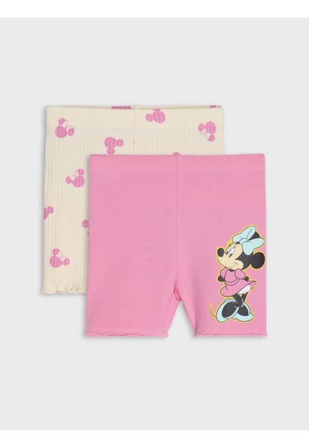 Sinsay - Krótkie legginsy 2 pack Minnie Mouse - begonia. Długość: krótkie. Wzór: motyw z bajki