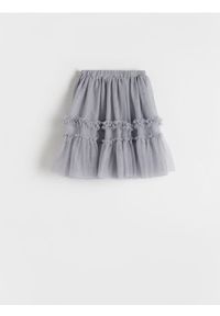 Reserved - Tiulowa spódnica - jasnoszary. Kolor: szary. Materiał: tiul. Typ sukienki: trapezowe