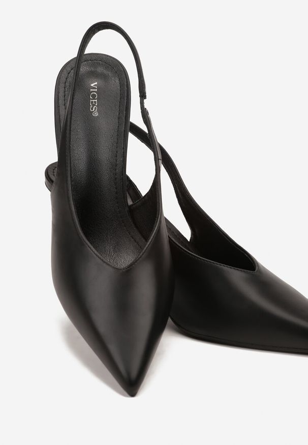 Born2be - Czarne Czółenka Sandały Vices na Szpilce Bez Pięty Kolenna. Okazja: na co dzień. Kolor: czarny. Materiał: jeans. Obcas: na szpilce. Styl: wizytowy, casual, elegancki