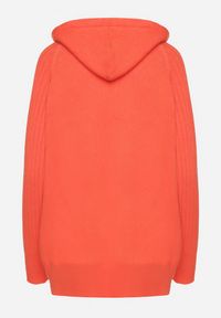 Born2be - Pomarańczowy Sweter z Kapturem i Kieszenią z Domieszką Kaszmiru Neriele. Okazja: na co dzień. Typ kołnierza: kaptur. Kolor: pomarańczowy. Materiał: kaszmir. Wzór: aplikacja. Styl: casual #4