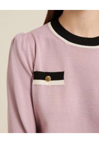 Luisa Spagnoli - LUISA SPAGNOLI - Jasnoróżowy sweter z wełny MILO. Kolor: różowy, wielokolorowy, fioletowy. Materiał: wełna #3