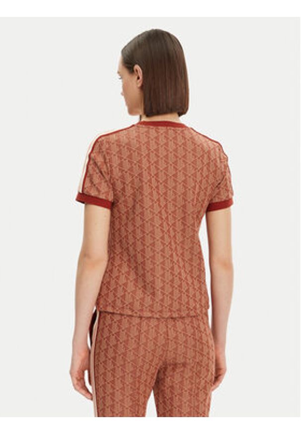 Lacoste T-Shirt TF3244 Pomarańczowy Slim Fit. Kolor: pomarańczowy. Materiał: syntetyk, bawełna