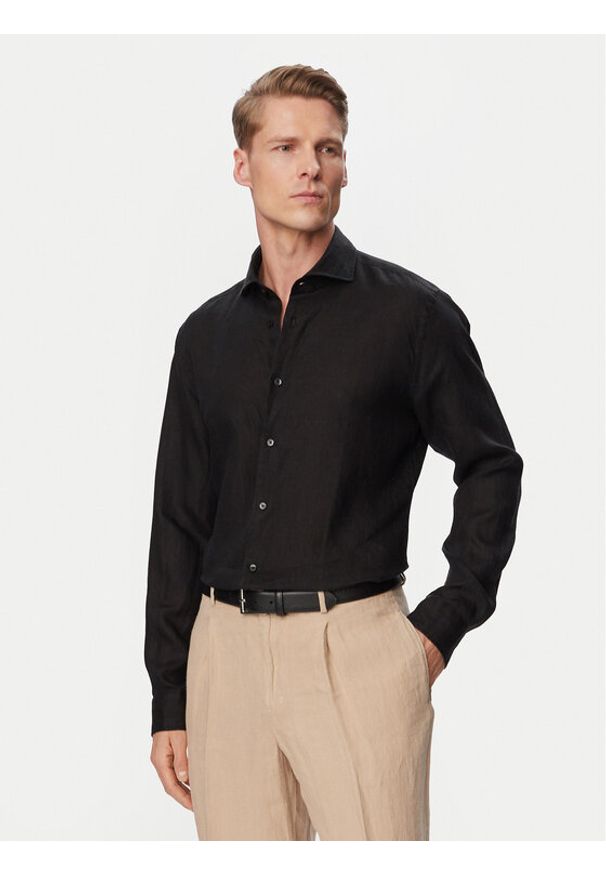 JOOP! Koszula Pai-W 30102661 Czarny Regular Fit. Kolor: czarny. Materiał: len