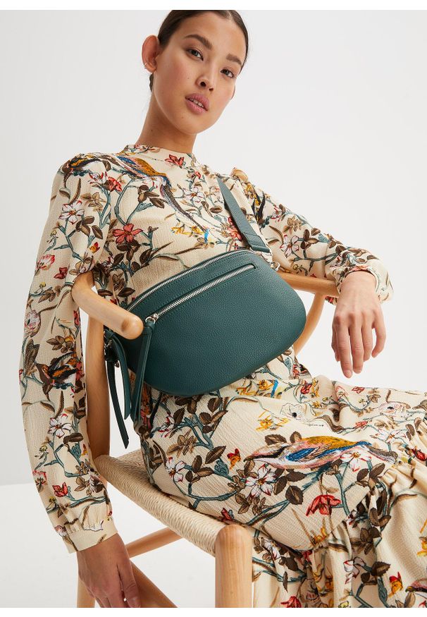 bonprix - Torebka saszetka z odpinanym paskiem na ramię. Kolor: zielony. Rodzaj torebki: na ramię