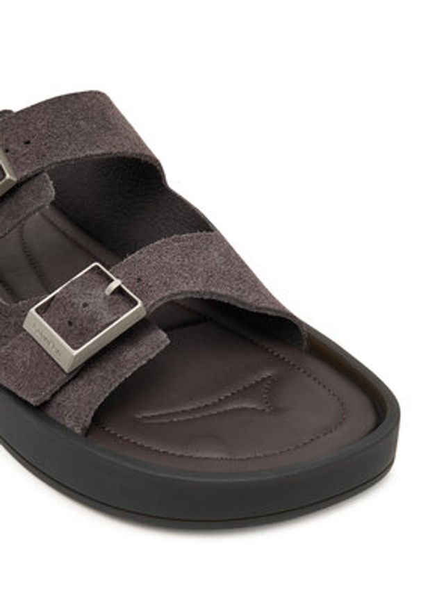Calvin Klein Klapki Ergon Double Bar Sandal Su HM0HM02094 Brązowy. Kolor: brązowy. Materiał: skóra, zamsz