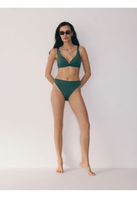 Reserved - Dół od bikini - ciemny turkus. Stan: podwyższony. Materiał: materiał. Wzór: gładki
