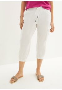 bonprix - Spodnie bojówki 3/4. Kolor: biały. Styl: elegancki #1