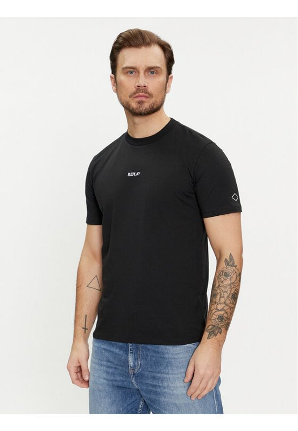 Replay T-Shirt Logo M6795 .000.2660 Czarny Regular Fit. Kolor: czarny. Materiał: bawełna