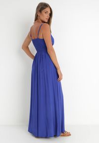 Born2be - Granatowa Sukienka Cadole. Kolor: niebieski. Materiał: bawełna. Długość rękawa: na ramiączkach. Typ sukienki: kopertowe. Styl: wakacyjny. Długość: maxi #4