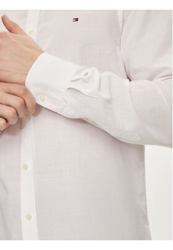 TOMMY HILFIGER - Tommy Hilfiger Koszula MW0MW34632 Biały Slim Fit. Kolor: biały. Materiał: len, bawełna