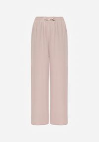 Born2be - Różowe Szerokie Spodnie Casual z Wysokim Stanem i Biżuteryjną Aplikacją Aronia. Okazja: na co dzień. Stan: podwyższony. Kolekcja: plus size. Kolor: różowy. Długość: krótkie. Wzór: aplikacja. Styl: casual #8