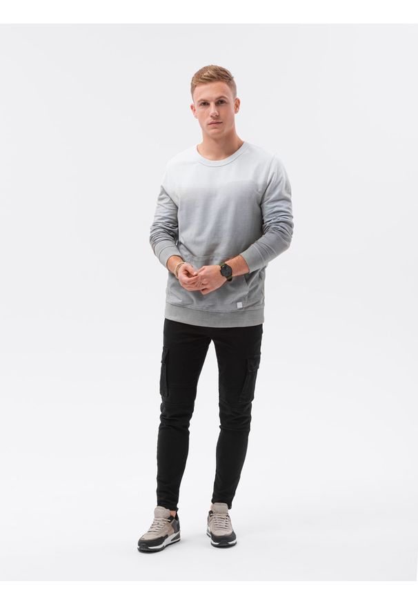 Ombre Clothing - Bluza męska bez kaptura B1150 - popielata - XXL. Typ kołnierza: bez kaptura. Kolor: szary. Materiał: bawełna