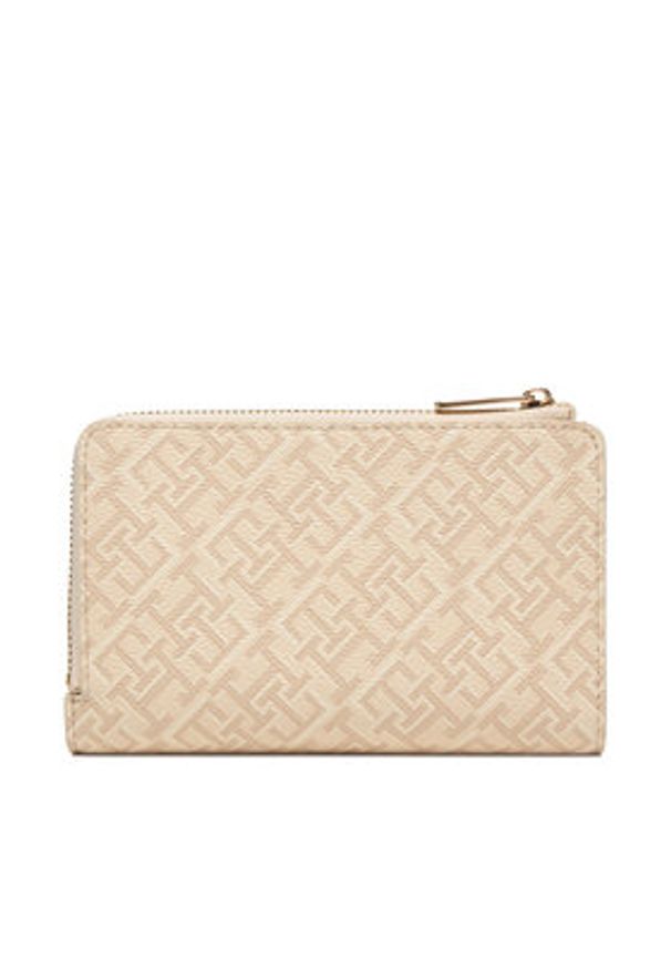 TOMMY HILFIGER - Tommy Hilfiger Portfel Th Icon Bifold Wallet Monoplay AW0AW18594 Beżowy. Kolor: beżowy. Materiał: skóra