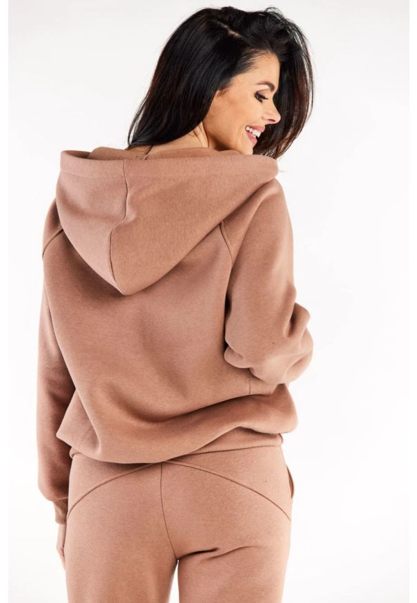 Infinite You - Luźna bluza z kapturem rozpinana z kieszeniami beż. Okazja: na co dzień. Typ kołnierza: kaptur. Kolor: beżowy. Styl: casual