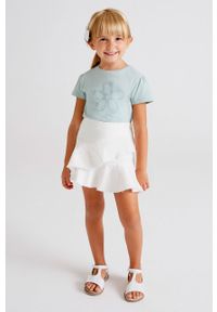 Mayoral spódnica dziecięca kolor beżowy mini rozkloszowana. Kolor: beżowy. Materiał: bawełna