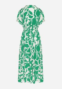 Born2be - Zielona Sukienka z Wiskozy z Kopertowym Dekoltem w Abstrakcyjny Wzór Taslevi. Okazja: na co dzień. Typ kołnierza: dekolt kopertowy. Kolor: zielony. Materiał: wiskoza. Typ sukienki: kopertowe. Styl: casual, elegancki, klasyczny #6