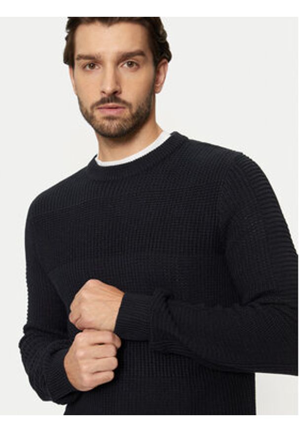 Jack & Jones - Jack&Jones Sweter Hugo 12258607 Granatowy Regular Fit. Kolor: niebieski. Materiał: bawełna