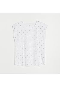 Reserved - Bawełniana koszulka z nadrukiem - Kremowy. Kolor: kremowy. Materiał: bawełna. Wzór: nadruk #1