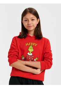 Sinsay - Bluza świąteczna Grinch - czerwony. Kolor: czerwony. Materiał: bawełna. Wzór: nadruk. Styl: wizytowy #1