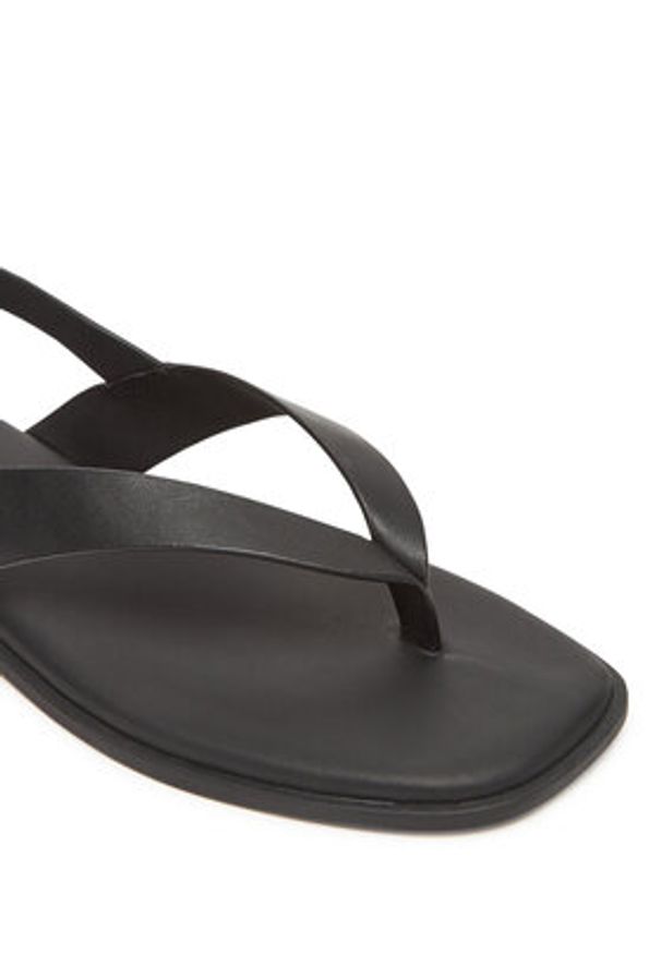 TOMMY HILFIGER - Tommy Hilfiger Sandały Color Block Thong Flat Sandal FW0FW08883 Czarny. Kolor: czarny. Materiał: skóra