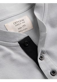 Ombre Clothing - Męska koszulka polo bez kołnierzyka - jasnoszara V10 OM-TSCT-0156 - XXL. Typ kołnierza: polo, bez kołnierzyka. Kolor: szary. Materiał: bawełna. Długość: długie #8