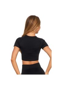Czarny Damski Sportowy Komplet Top+Legginsy Moraj. Okazja: na co dzień. Kolor: czarny. Materiał: tkanina. Długość rękawa: krótki rękaw. Długość: krótkie. Wzór: gładki. Styl: sportowy #6