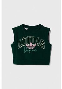 adidas Originals top dziecięcy kolor zielony. Kolor: zielony. Materiał: materiał, dzianina. Wzór: nadruk #1