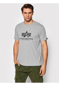 Alpha Industries T-Shirt Basic 100501 Szary Regular Fit. Kolor: szary. Materiał: bawełna
