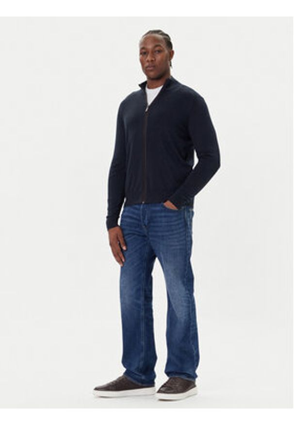 Bugatti Sweter 7600-85520D Granatowy Regular Fit. Kolor: niebieski. Materiał: bawełna