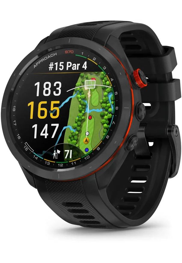 GARMIN - Zegarek sportowy Garmin Approach S70 Czarny (010-02746-12). Kolor: czarny. Styl: sportowy