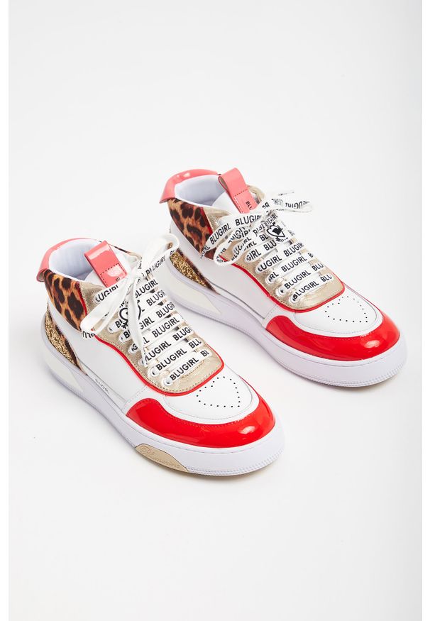 Blugirl Blumarine - Sneakersy BLUGIRL BLUMARINE. Zapięcie: sznurówki. Materiał: skóra. Wzór: aplikacja, motyw zwierzęcy