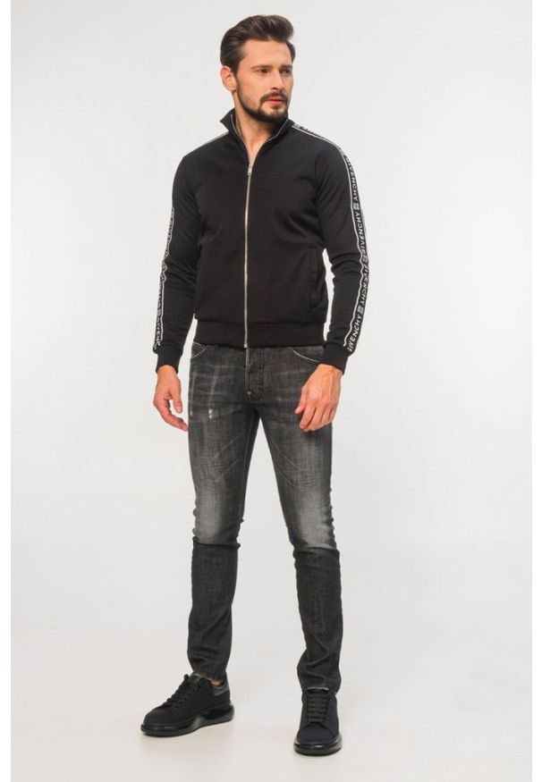 Givenchy - GIVENCHY Czarna bluza męska z lampasami. Kolor: czarny. Wzór: aplikacja