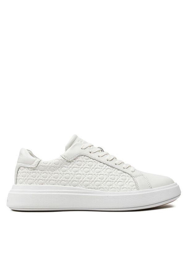 Calvin Klein Sneakersy Low Top Lace Up Lth Mono HM0HM01498 Biały. Kolor: biały. Materiał: skóra